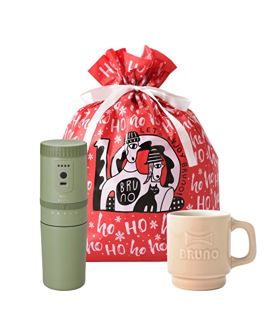 電動ミルコーヒーメーカー+Emboss mug ギフト巾着セット
