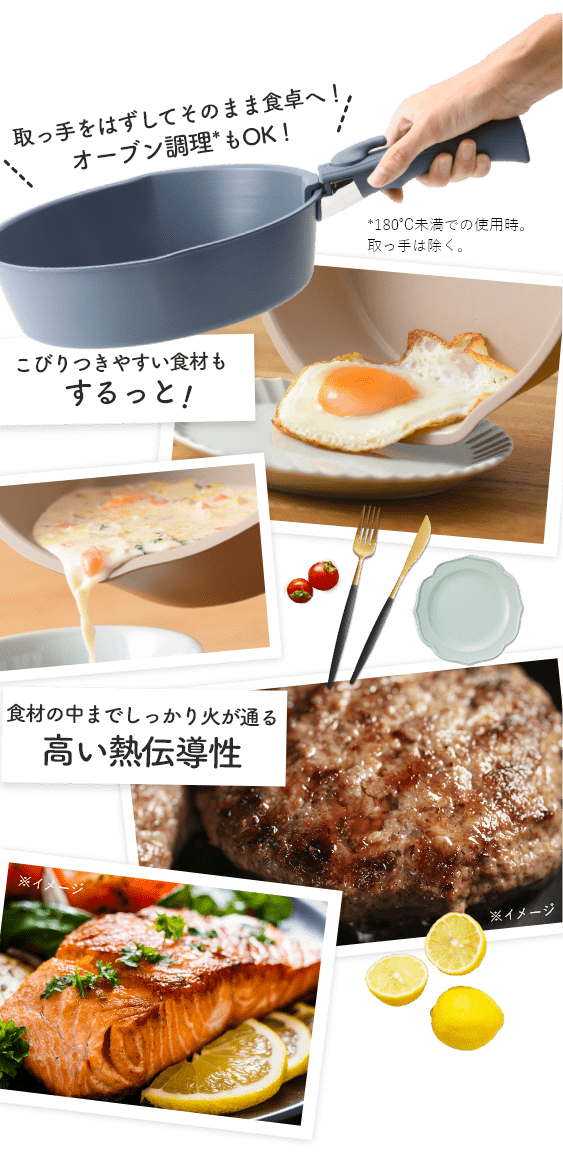 お皿のような佇まいのフライパン6点セット｜ブルーノ（BRUNO