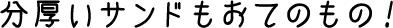 分厚いサンドもおてのもの