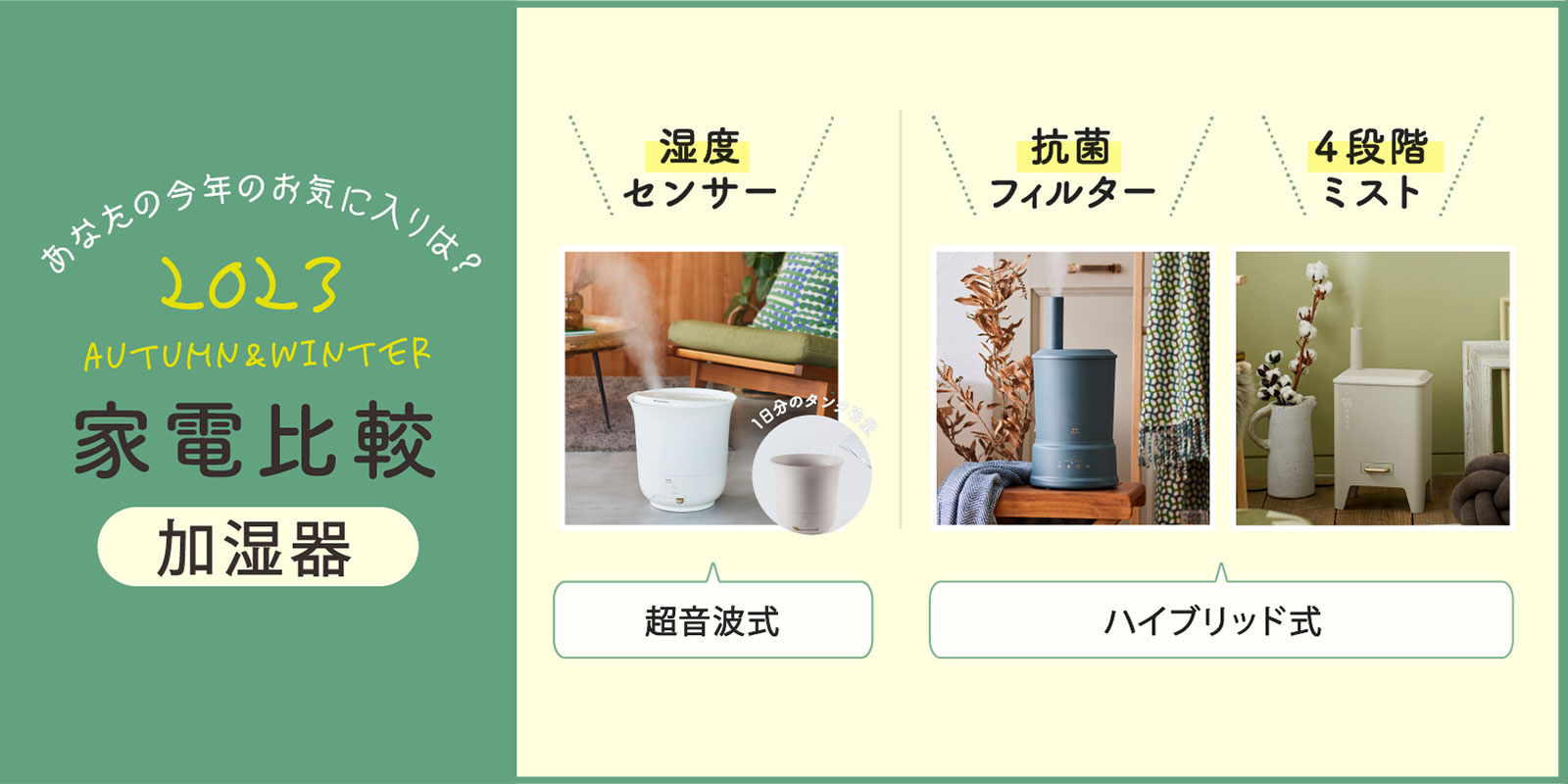 22年秋冬最新!BRUNO加湿器比較特集|大型から小型のアロマ加湿器も