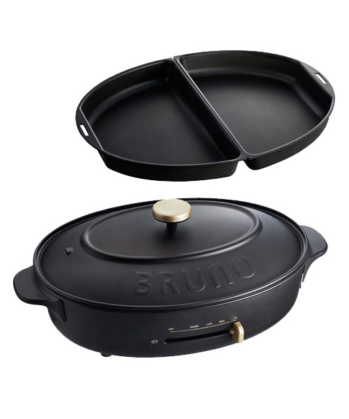 brunocrassy+オーバルホットプレート ハーフプレートセットブラック
