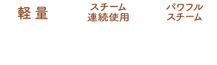 軽量約790g スチーム連続使用約10分 パワフルスチーム最大15g/分