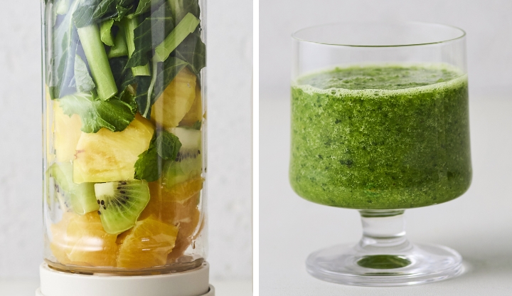 攪拌する ボトルブレンダー 攪拌前 攪拌後