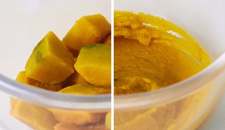 つぶす ハンディブレンダー 攪拌前 攪拌後