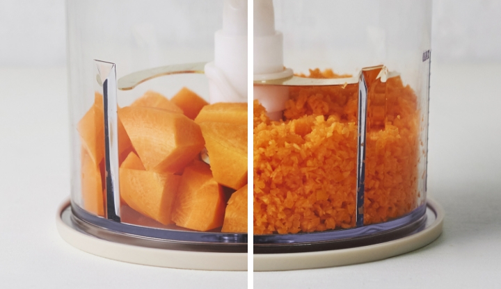 刻む チョッパー / チョッパーブレード 攪拌前 攪拌後