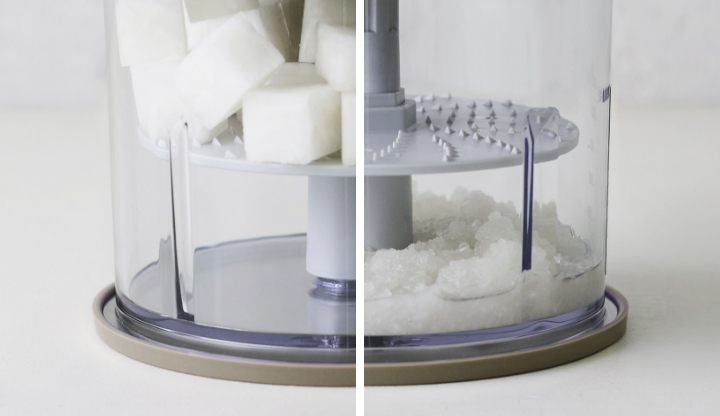 おろす チョッパー /  おろしプレート 攪拌前 攪拌後