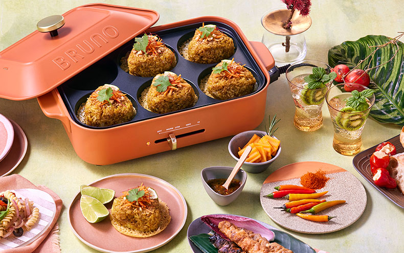 コンパクトホットプレート チリレッドでつくるアイデアカレー料理