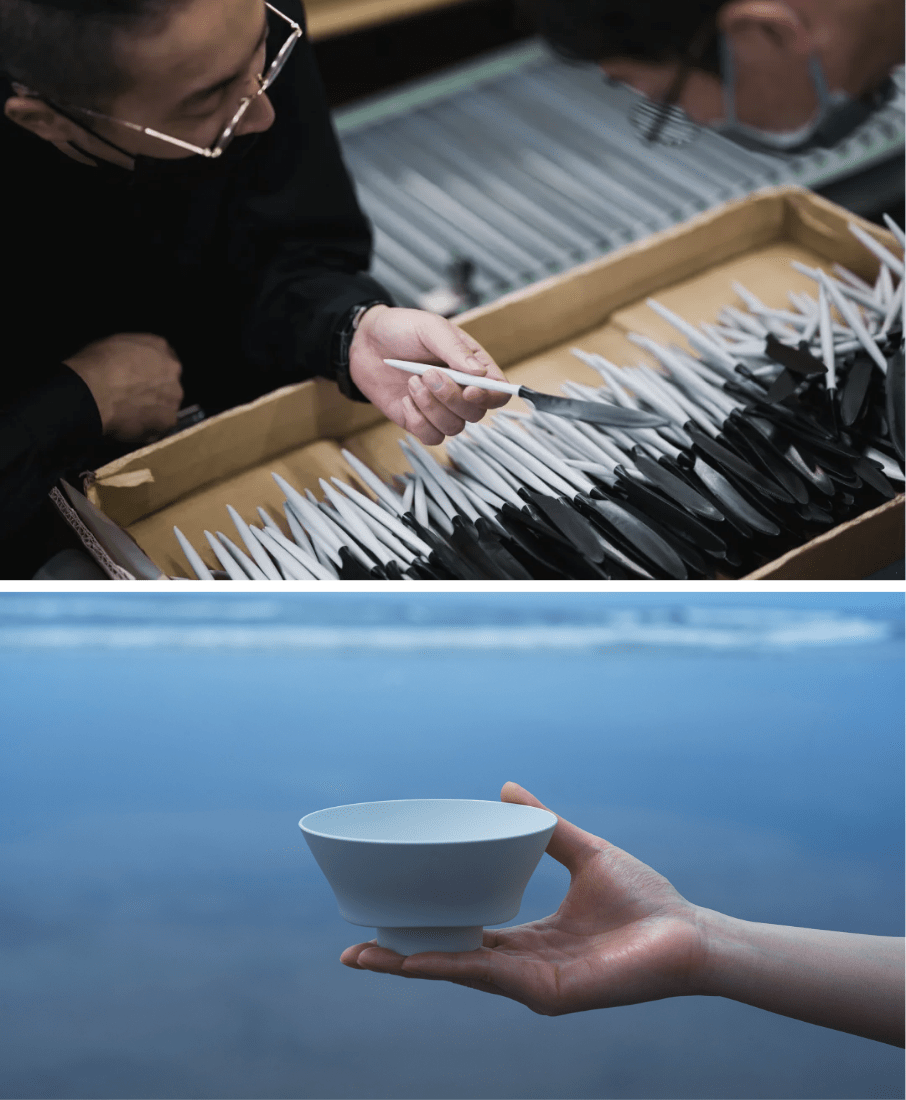 自社工場 ナイフ生産シーン お茶碗