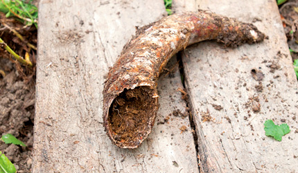 2.雄牛の角に堆肥や牛糞をつめて土に埋めてひと冬またはひと夏じっくり寝かせて、「調合剤」のもとを作ります。